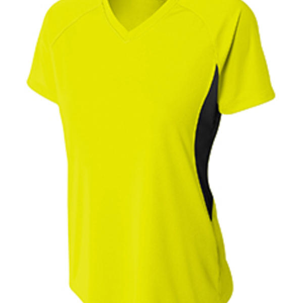 Ladies' Color Block Performance V-Neck T-Shirt Thumbnail