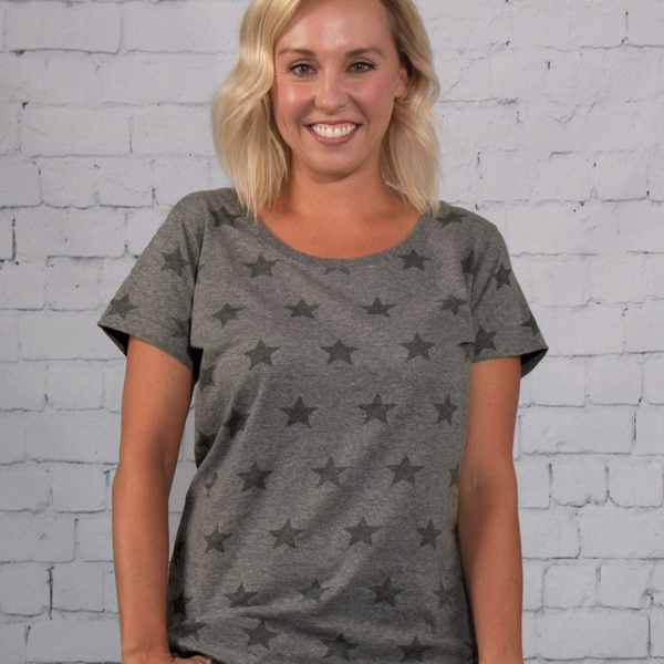 Women's Star Print Scoop Neck Tee Thumbnail